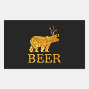 Adesivo Retangular Refrigere cervos ou cerveja do urso