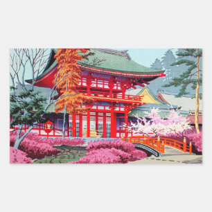 Adesivo Retangular Refrigere o primavera vermelho japonês Asano