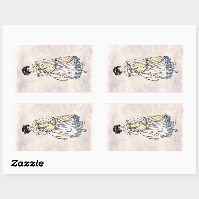 Adesivo Retangular Regency Fashion - Lady #1 - 4 Sticker Sheet (Folha)