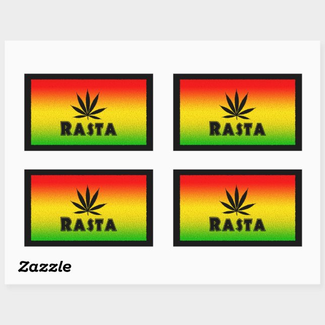 Adesivo Retangular Reggae Rasta Rastafarian Leaf Rectangkers (Folha)