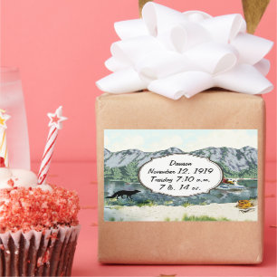 Adesivo Retangular Registro de nascimento do bebê do Alasca