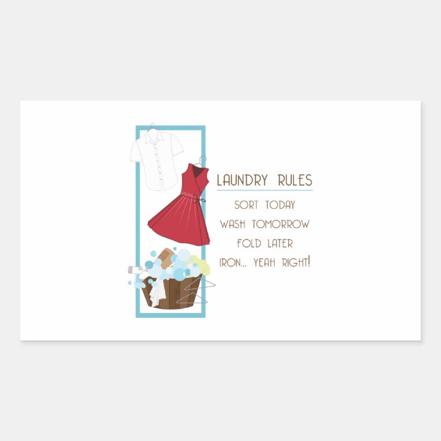 Adesivo Retangular Regras de lavandaria (Frente)