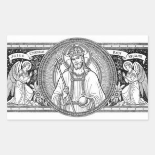 Adesivo Retangular Rei do Jesus Cristo da linha arte dos reis Preto &