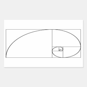 Adesivo Retangular Relação dourada espiral de Fibonacci
