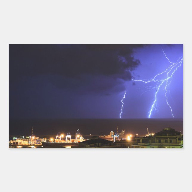 Adesivo Retangular Relâmpago em Génova, Itália (Frente)