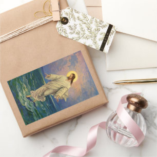 Adesivo Retangular Religião Vintage, Jesus Cristo está andando sobre 