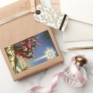 Adesivo Retangular Religião Vintage, Sábios com Estrela de Belém