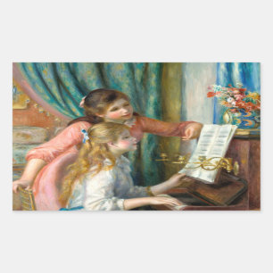 Adesivo Retangular Renoir Girls no Piano Impressionismo Pintura