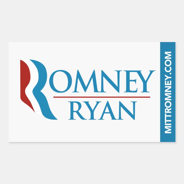 Adesivo Retangular Retângulo branco do logotipo Romney Ryan (Frente)