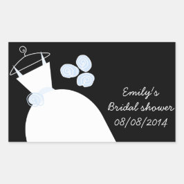 Adesivo Retangular Retângulo Chá de panela Azul de Casamento preto