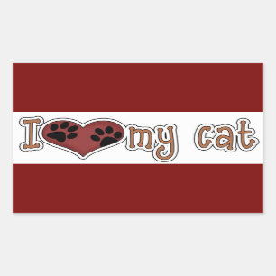 Adesivo Retangular Retângulo clássico Sticker/I Love my Cat