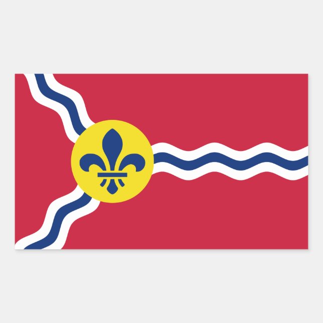 Adesivo Retangular Retângulo com Bandeira de Ruas Louis, Missouri (Frente)