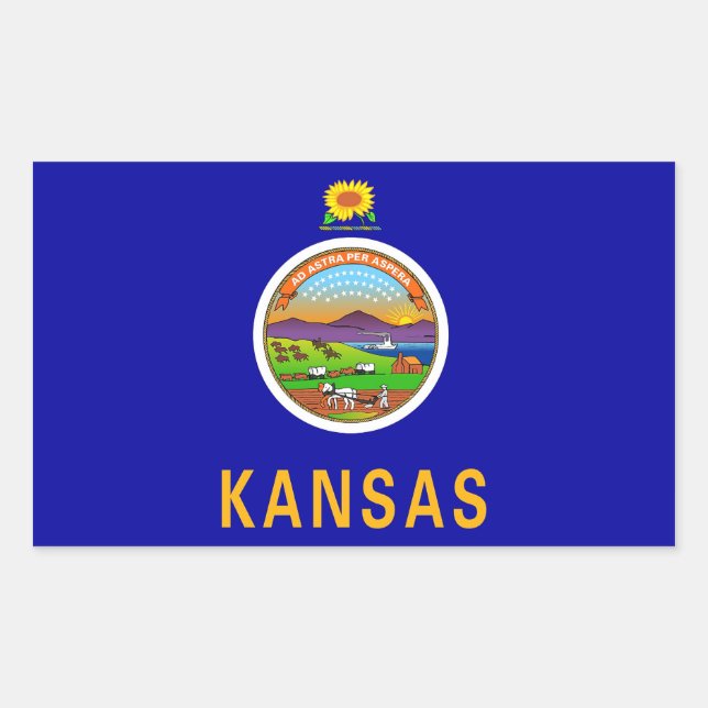 Adesivo Retangular Retângulo com Flag do Kansas, EUA (Frente)