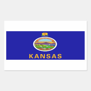 Adesivo Retangular Retângulo com Flag do Kansas, EUA
