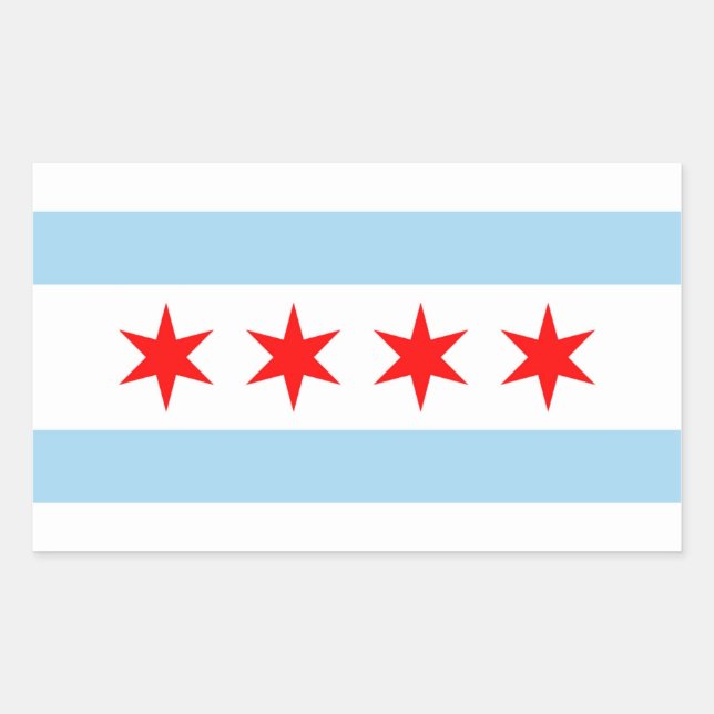 Adesivo Retangular Retângulo com Flag of Chicago, EUA (Frente)