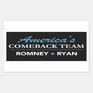 Adesivo Retangular Retângulo da equipe do retorno de Romney Ryan