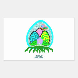 Adesivo Retangular Retângulo de Ovos de Páscoa Delicioso