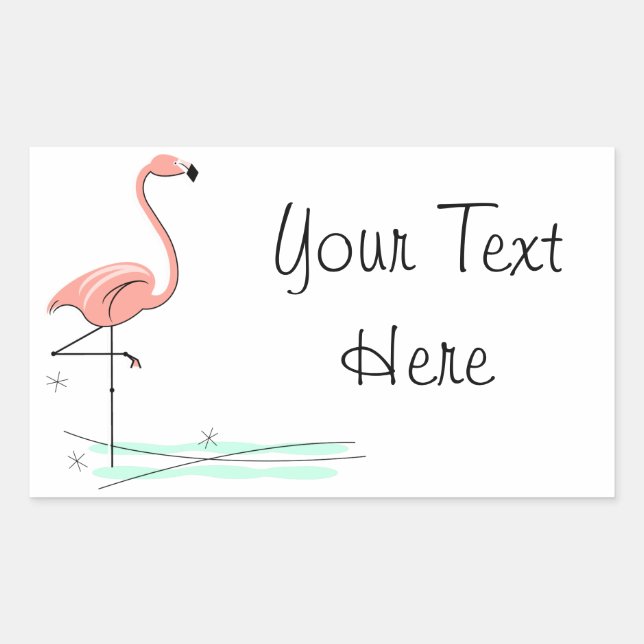 Adesivo Retangular Retângulo de texto Flamingo Ocean (Frente)