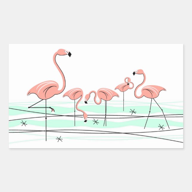 Adesivo Retangular Retângulo do autocolante Flamingo Ocean Group (Frente)