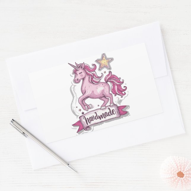 Adesivo Retangular Retângulo Stickers Unicorn e a inscrição,,H (Envelope)