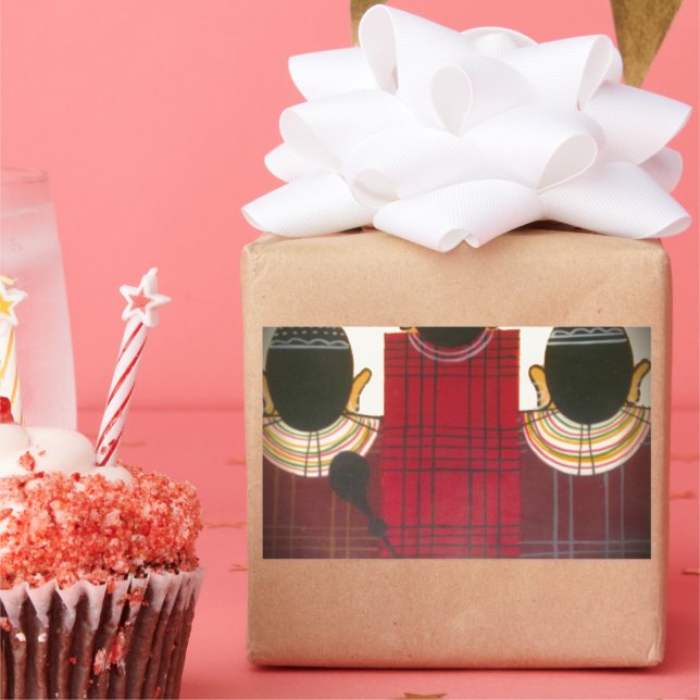 Adesivo Retangular Retrato da família Maasai verificado (Festa)