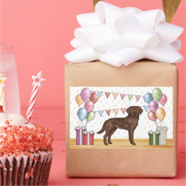 Adesivo Retangular Retrato de aniversário colorido de um Labrador Ret