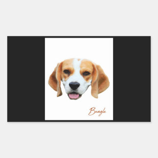 Adesivo Retangular Retrato de cor do cachorro Beagle