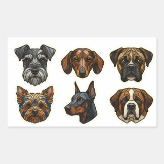 Adesivo Retangular Retratos Artísticos de Raças de Cães Parte 2