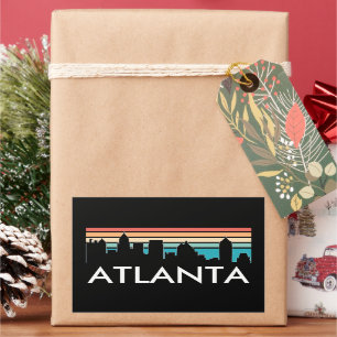 Adesivo Retangular Retro Atlanta Georgia Vintage Sunset Skyline