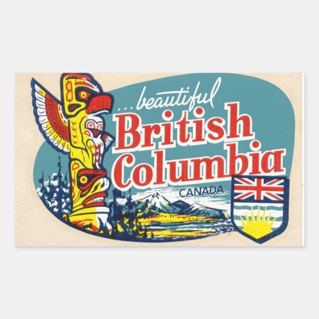Adesivo Retangular Retro BeauBelely British Columbia Canada Sticker (Frente)