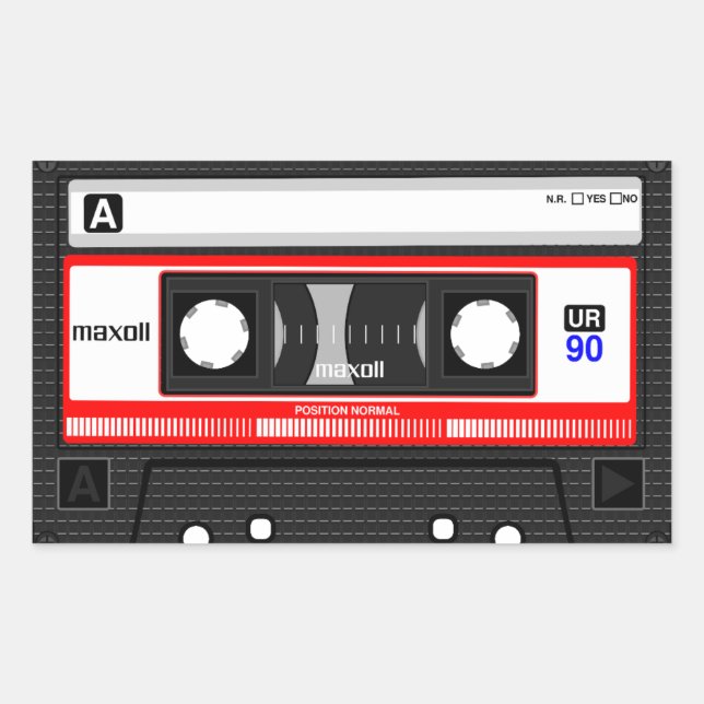 ADESIVO RETANGULAR RETRO CASSETTE FITA STICKER 70 80 90 (Frente)