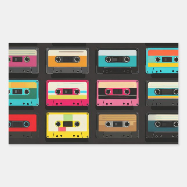 Adesivo Retangular Retro Cassette Tape Pattern – Vintage Music  (Frente)