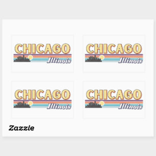 Adesivo Retangular Retro Chicago City Stripes Illinois Vintage