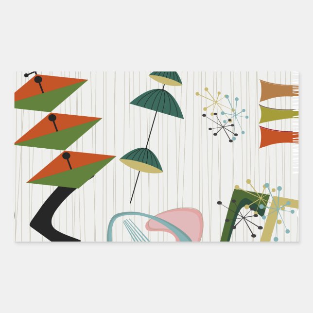 Adesivo Retangular Retro Eames-Era Atômica Inspirado (Frente)