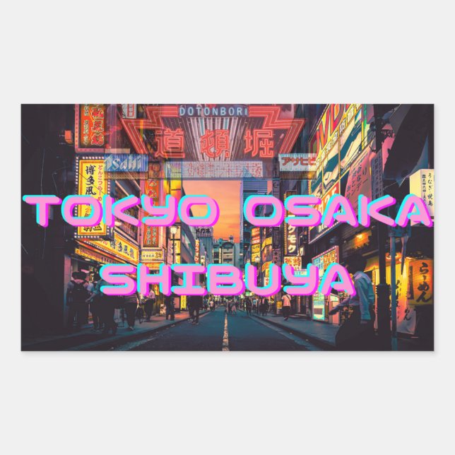 Adesivo Retangular Retro Neon Japan – Tokyo Osaka Harajuku (Frente)