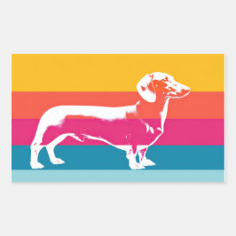 Adesivo Retangular Retro Pop Art Dachshund Silhouette 
