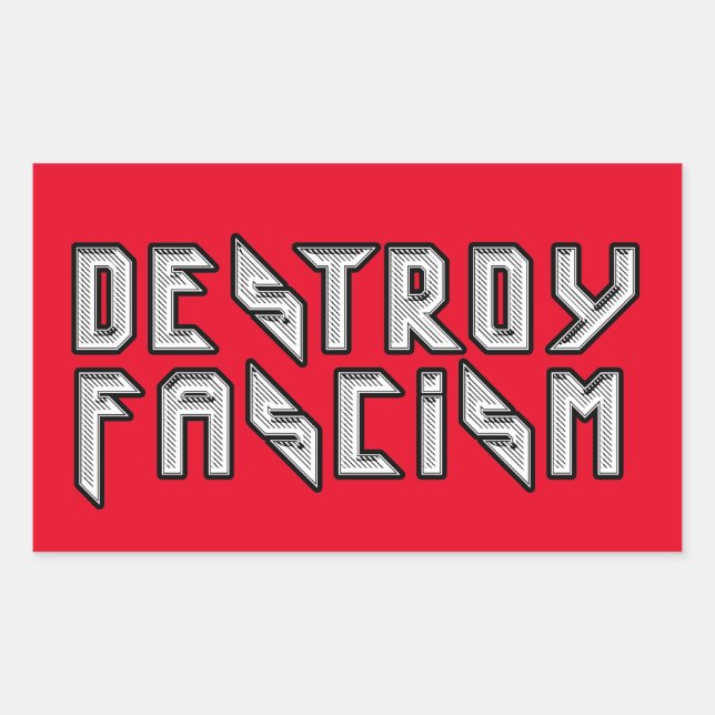 Adesivo Retangular Retro Rocker - Destrua o fascismo (Frente)