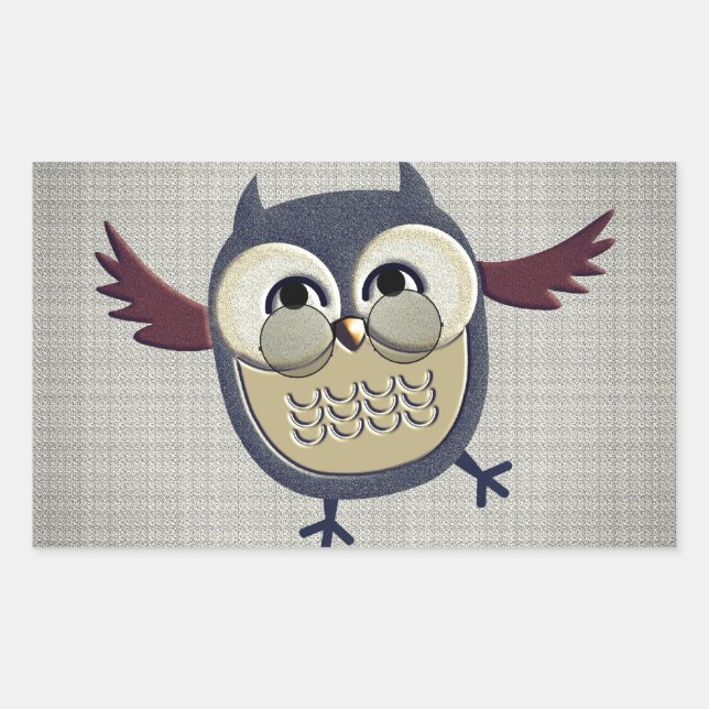 Adesivo Retangular Retro Vintage Owl (Frente)