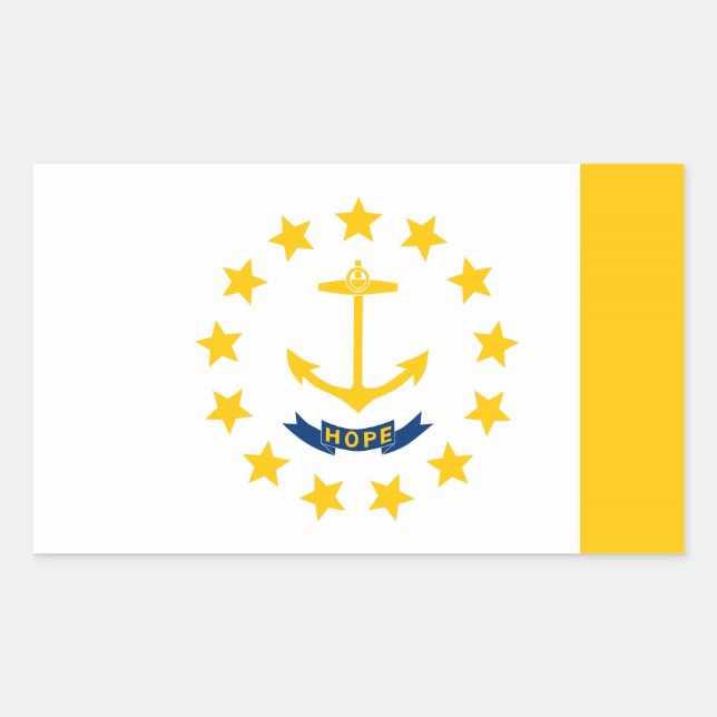 Adesivo Retangular Rhode - design da bandeira do estado de ilha (Frente)