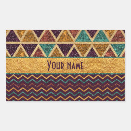 Adesivo Retangular Ricos Triângulos Chevrons Faux Gold Foil Glitter
