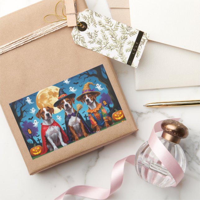 Adesivo Retangular Ridgeback Rhodesian Cães Pumpkin Halloween Engraça (Presentear)