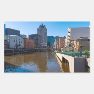 Adesivo Retangular riverfront da rua kilbourn em milwaukee