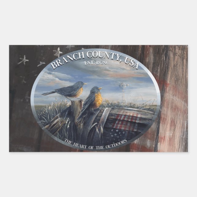 Adesivo Retangular Robin Branch Co MICH (Frente)