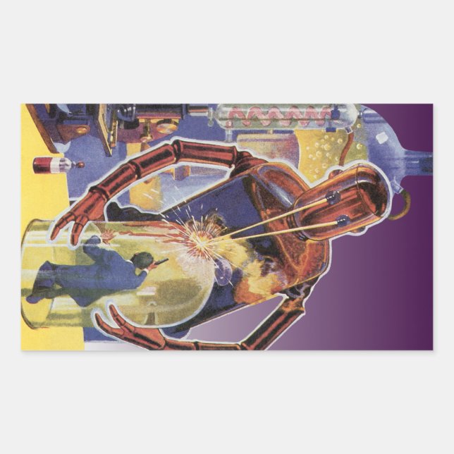 Adesivo Retangular Robô de ficção científica com olhais a laser (Frente)