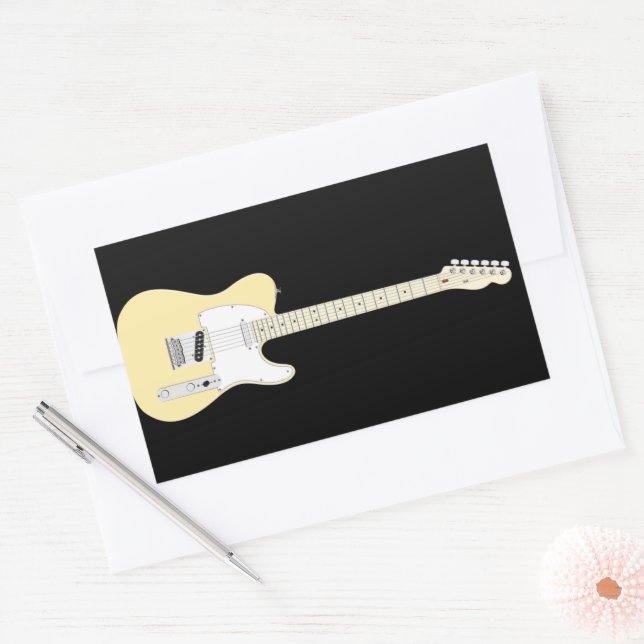 Adesivo Retangular Rock n Roll Guitar (Envelope)