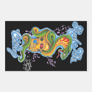 Adesivo Retangular Rock Thiz Clothing & Tattoo Tony Skull & Cobra
