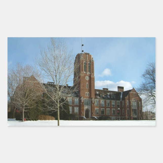 Adesivo Retangular Rockwell no inverno no Grove City College (Frente)