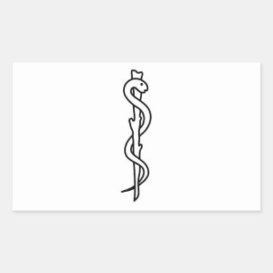 Adesivo Retangular Rod de Asclepius [símbolo médico]