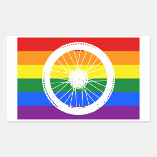 Adesivo Retangular Roda de bicicleta do orgulho