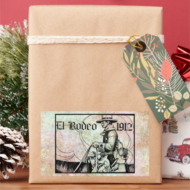 Adesivo Retangular Rodeo Cowboy Country 1912 Arte Ocidental (Feriado)